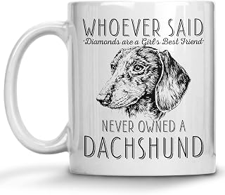 Whoever Said Diamonds Are A Girl's Best Friend Never Owned A Dachshund, Dachshund Mom Dad, Paw Pet Lovers Dog Trainer Cup, Coffee Dog Mug, Mothers Day, Fathers Day, Christmas Birthday Gifts