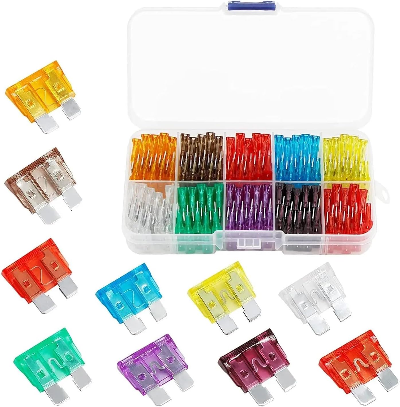 100PCS Standard Car Fuses Assortment Kit, Blade-Type Automotive Fuses Replacement Fuses for Car/RV/Truck/Motorcycle/Boat