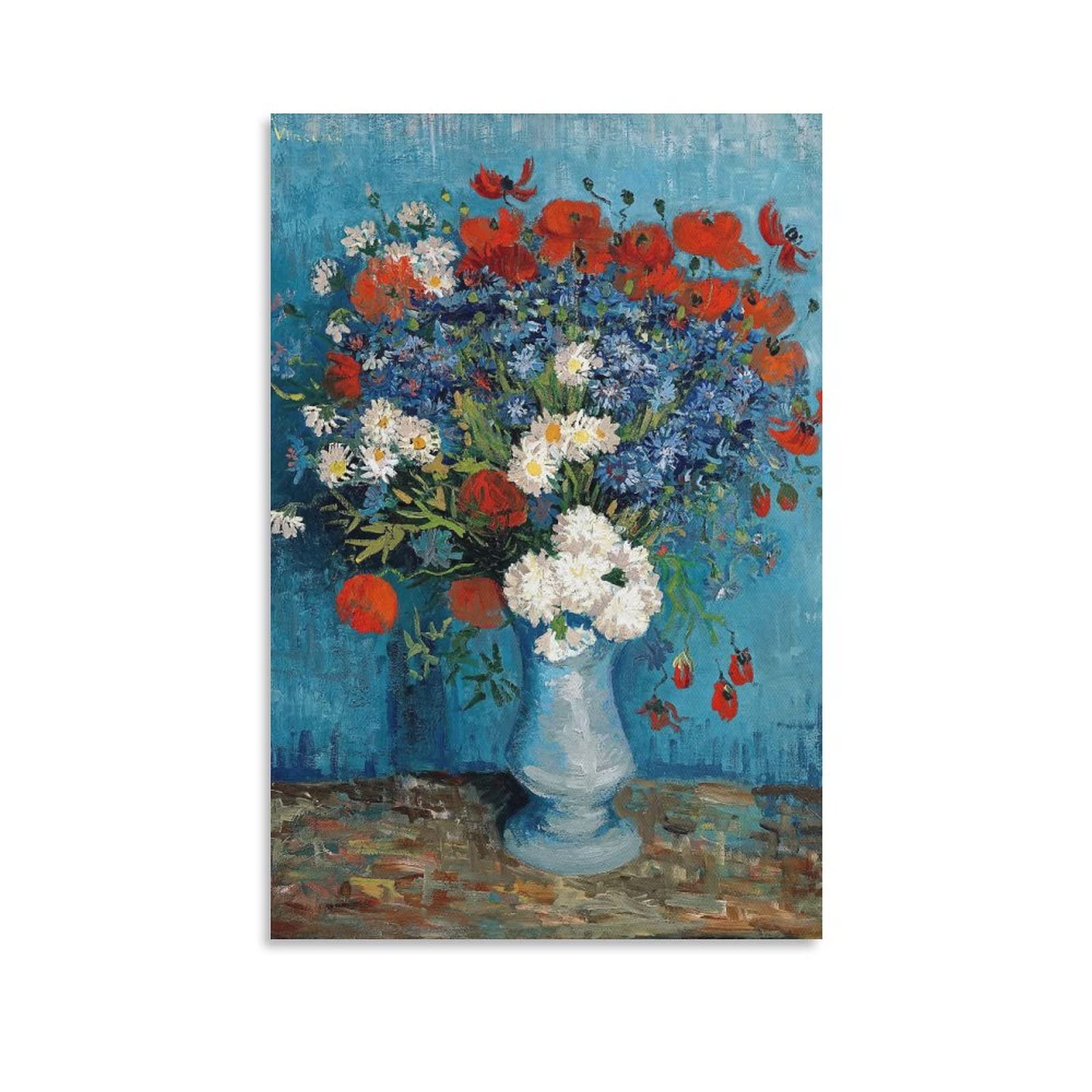 JIANGFU Vincent Van Gogh Vase with Cornflowers And Poppies Poster Poster Cool Artworks Painting Wall Art Canvas Prints Hanging Picture Home Decor Posters Gift Idea 12x18inch(30x45cm)