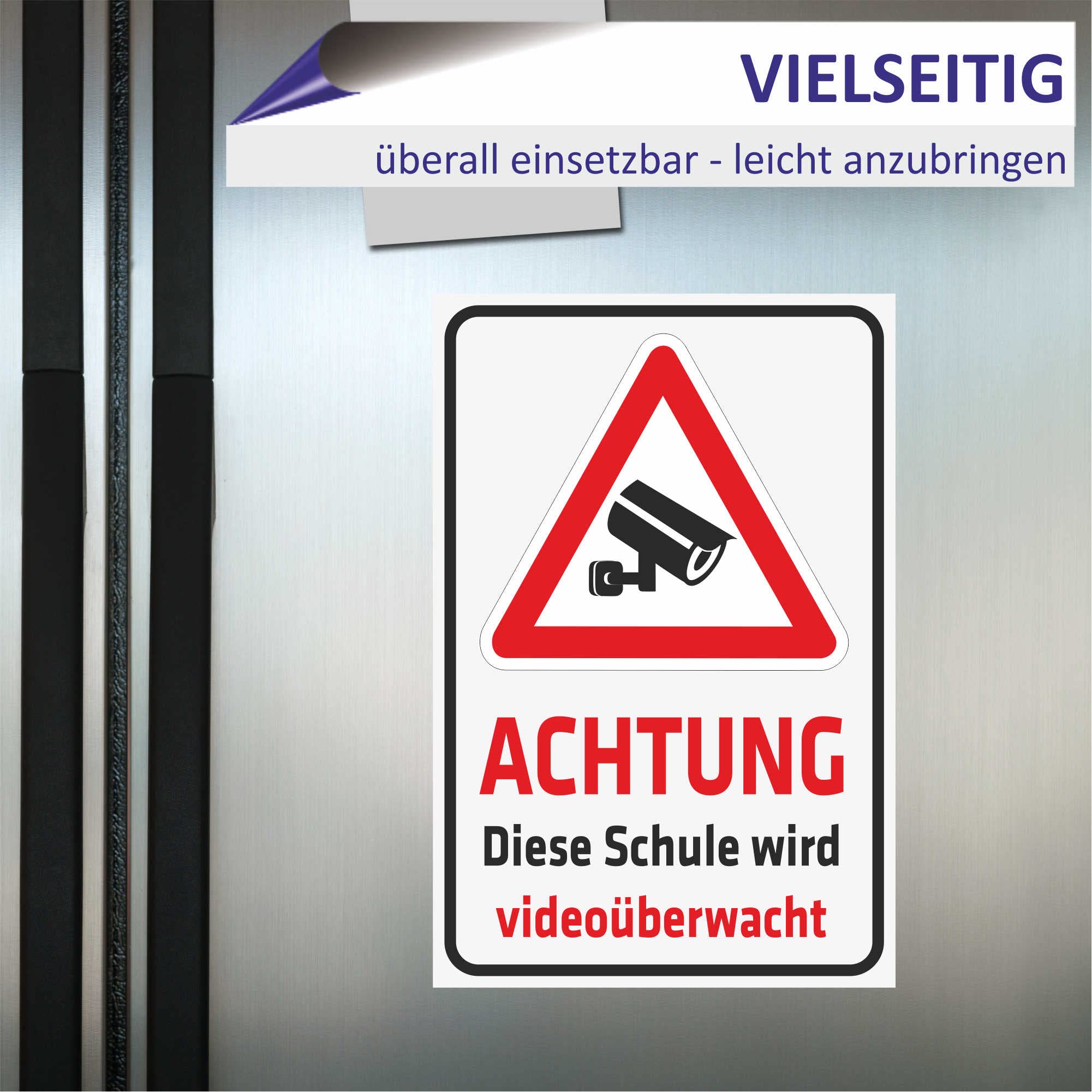 Aufkleber „Achtung! Videoüberwachung“ – Sicherheits-Hinweisschild Selbstklebend (8x15 Cm)