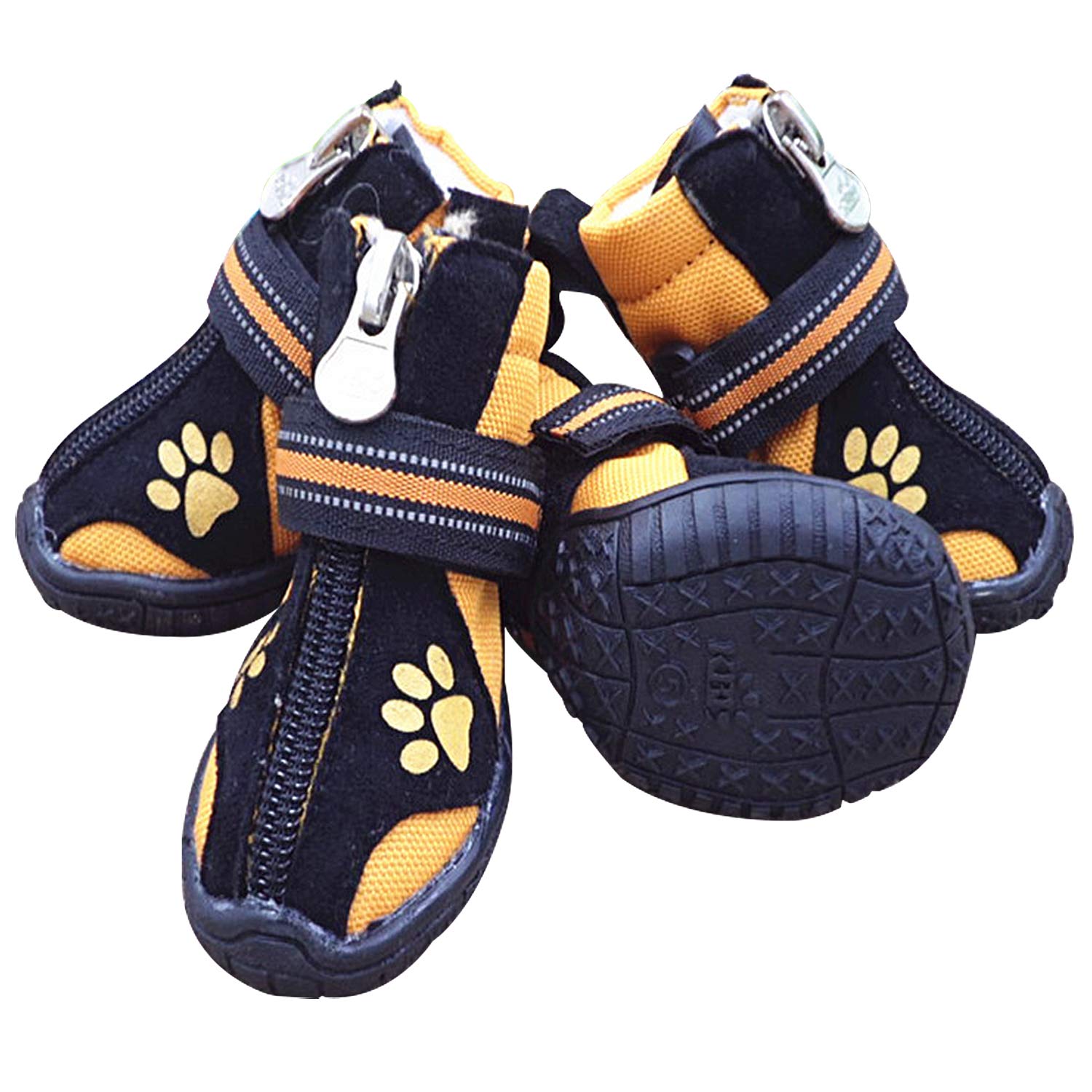URBEST Dog Winter Shoes, Dog Boots Sports Non-Slip Pet Dog Anti-Slip Sole, Water Resistant Boots for Dogs 2 Pairs (3#, Orange)