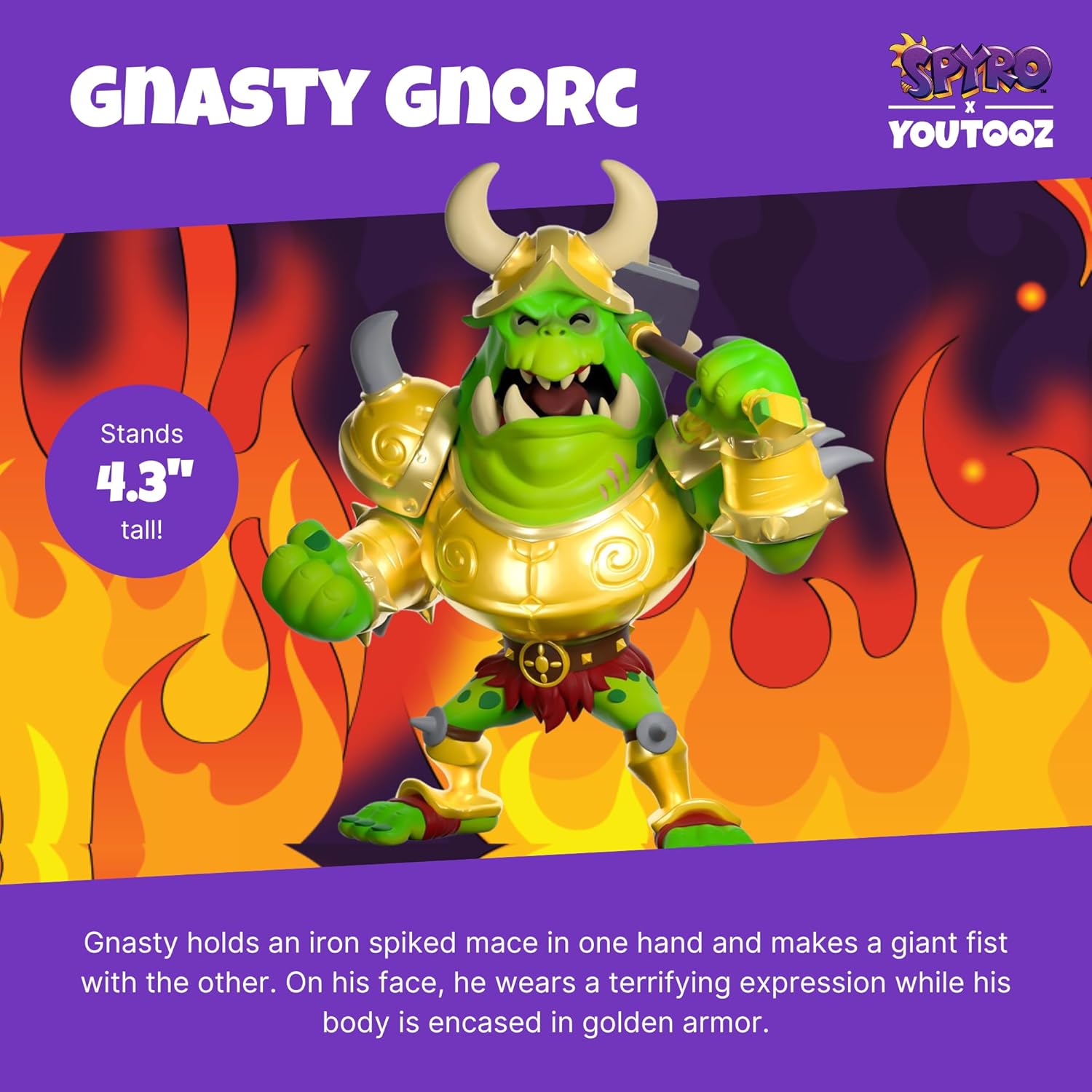 Youtooz Spyro Gnasty Gnorc 4.3" inch, Gnasty Gnorc Vinyl Figure, Collectible Gnasty Gnorc from Video Game Spyro Spyro Collection