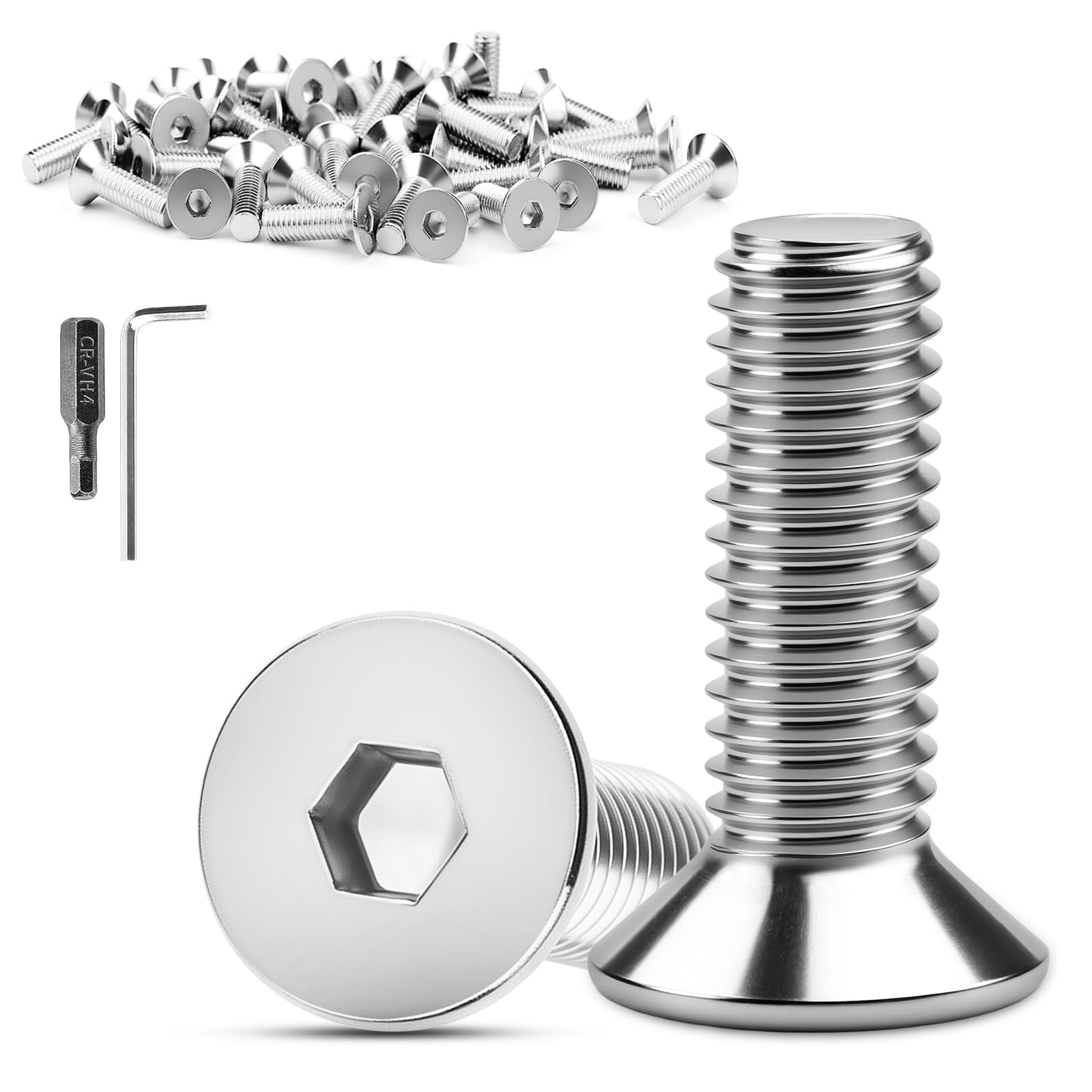 XRXYMQ 30 Pcs Bolts M6 x 20 mm 304 Stainless Steel Countersunk Screws