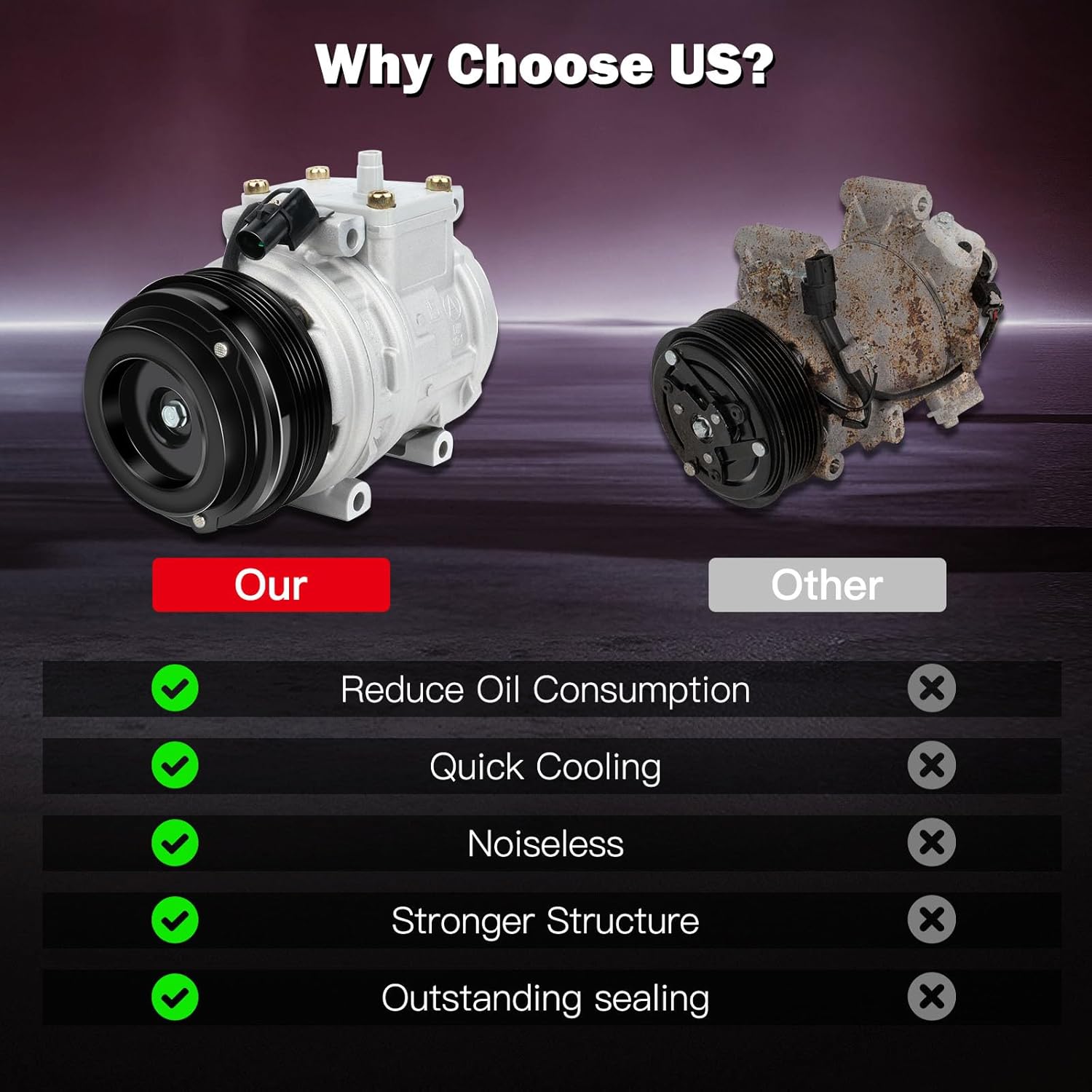 cciyu Air Conditioning Compressor Fit for Toyota Tacoma T100 2.4L 2.7L 1994-2004 Replaces AC Compressor for Car