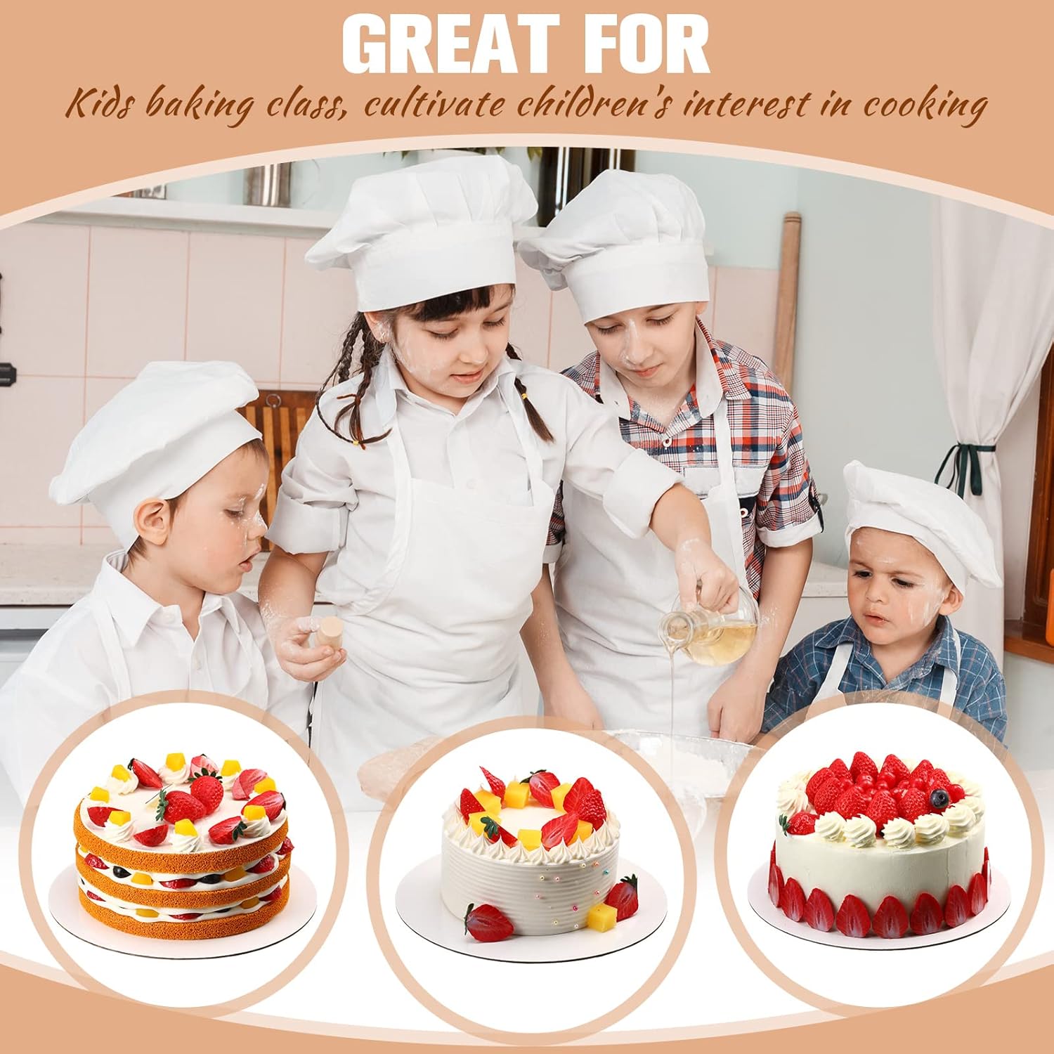 100 Pack 6 Inches Round Cake Boards, Cardboard Cake Circles, Greaseproof & Sturdy Disposable Boards for Baking, Pizza, Desserts & Party Supplies (White)