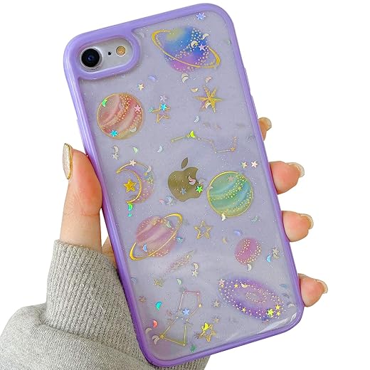 BOFTALE for iPhone 6 Plus/6s Plus 5.5 Inch, Cute Case for Girls Women, Clear Glitter Bling Sparkle Phone Case Cover Slim Soft TPU Pretty Case for iPhone 6 Plus/6s Plus 5.5''(Purple)