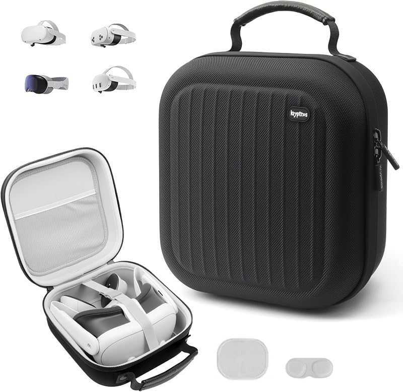 Hard Carrying Case for Meta Quest 3S/Quest 3/Quest 2/Vision Pro(Black） | Portable Hard Carrying Case for VR Gaming Headset and Touch Controllers Case with Lens Protector for Travel and Home Storage