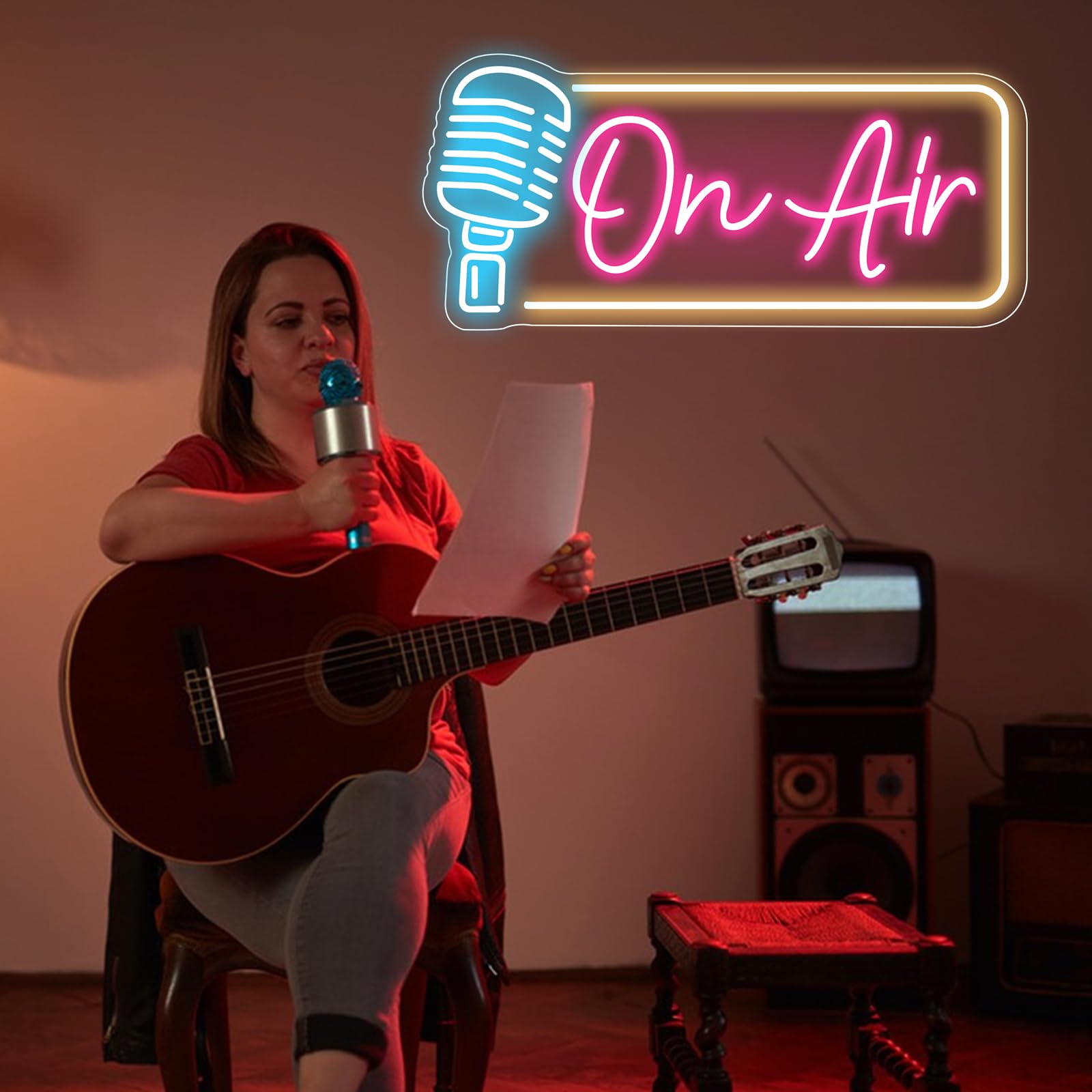 On Air Neonschild, ON AIR LED-Leuchtschild mit USB-Betrieb, dekorative Schilder für Zimmer, Bars, Kneipen, Geschäfte, Clubs, Aufnahmen, Gamer, Männerhöhle, Zuhause, Party, Wandkunst-Dekor