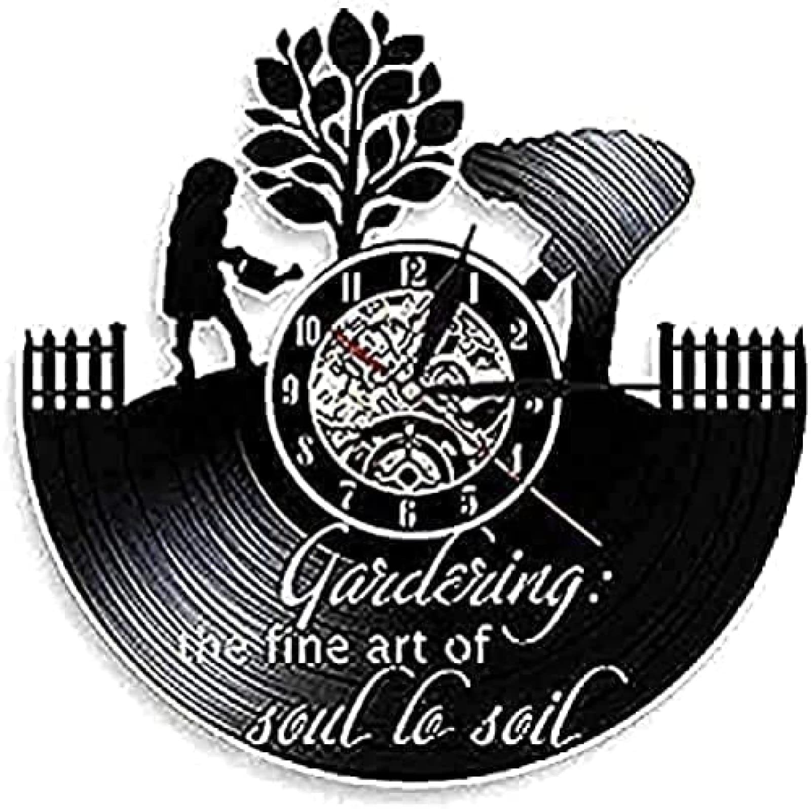 Horloge murale jardin ferme silencieuse en vinyle de 12 pouces décor
