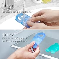 Vista 3 de Momcozy Baby Teether Toys, Water Fillable Silicone Cold Teether, Baby Teething Toys Chill Teether, Baby Toys for Teething Relief 0-12 Months, Blue