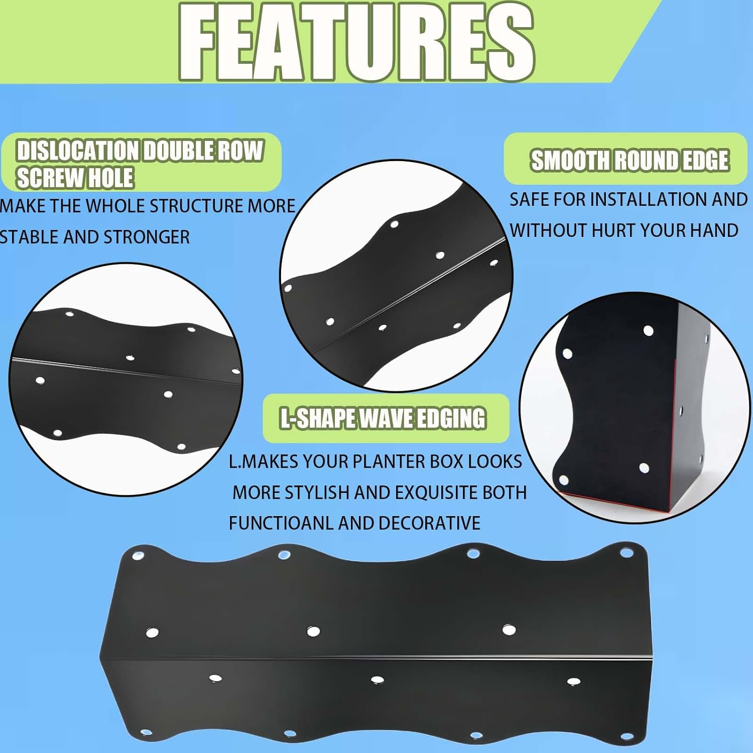 8 Pack Raised Garden Bed Corner Brackets, 11"x3"x3" Heavy-Duty Metal Rust Resistant Corner Brackets Reinforced Connectors with Screws Fits 12"-24" Garden Bed Shelves Wood Frame