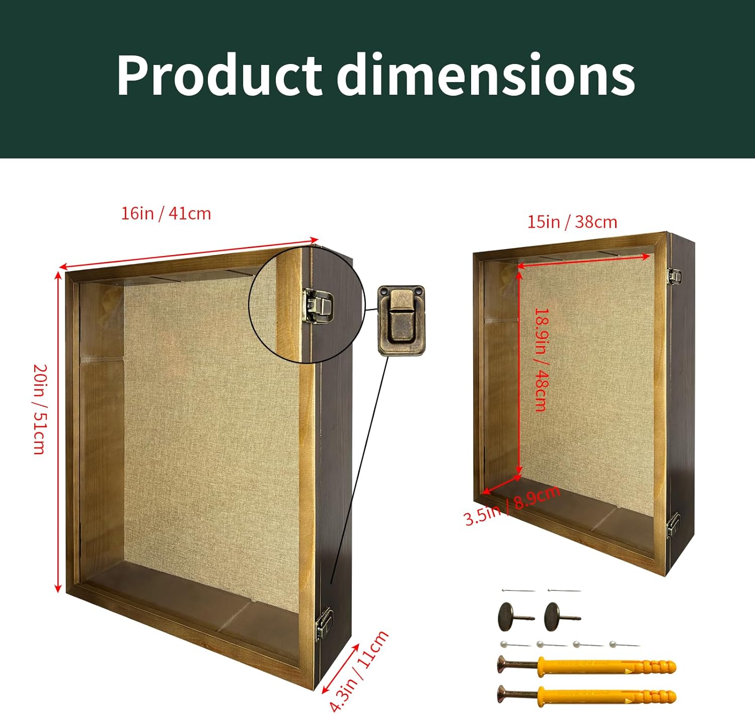 16x20 Shadow Box Frame with Polished Plexiglass, Deep Shadow Box Frame with Hinged Door,Hinged Door, with 4/3" Usable Depth,100% Solid Wood
