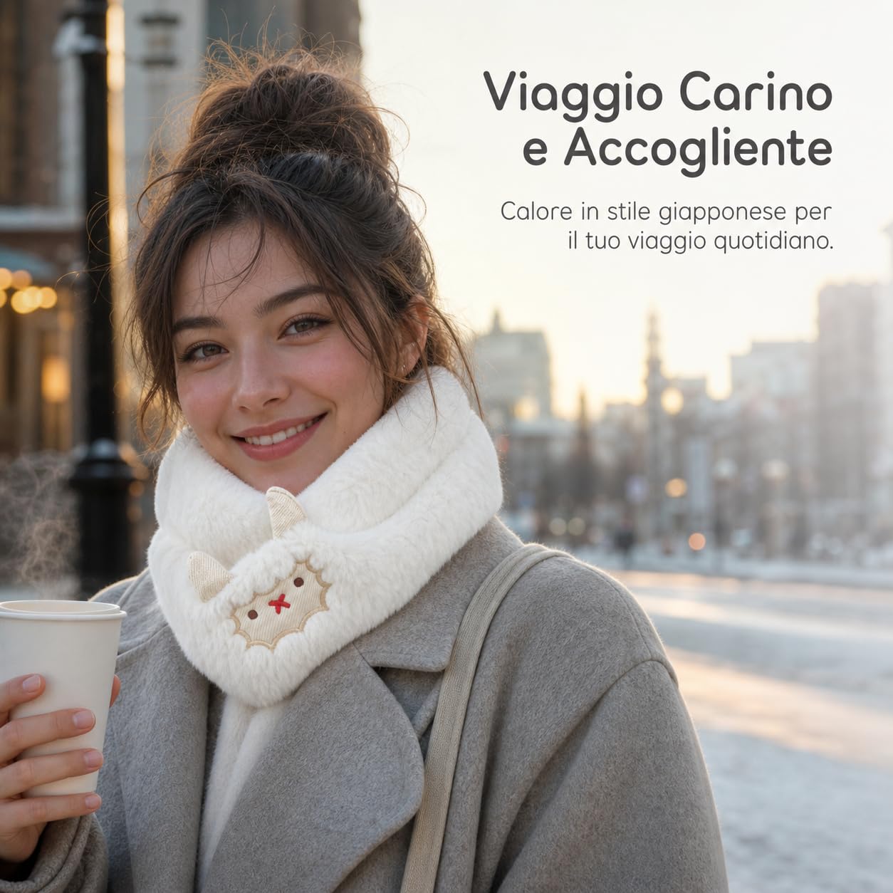 Scaldacollo invernale Poliestere, Pecora, Marrone, Marrone