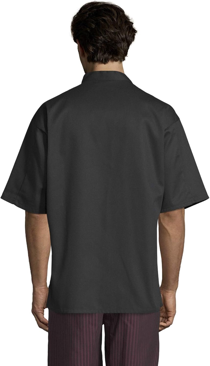 Uncommon Threads Men's Short Sleeve Monterey Chef Coat Cook Jacket with Buttons