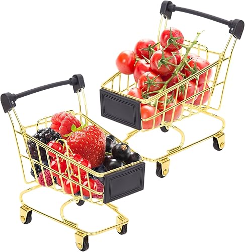 DomeStar 2 mini carritos de compras, mini carrito de comestibles, carrito de compras de juguete, carrito de supermercado, miniatura para cosméticos,