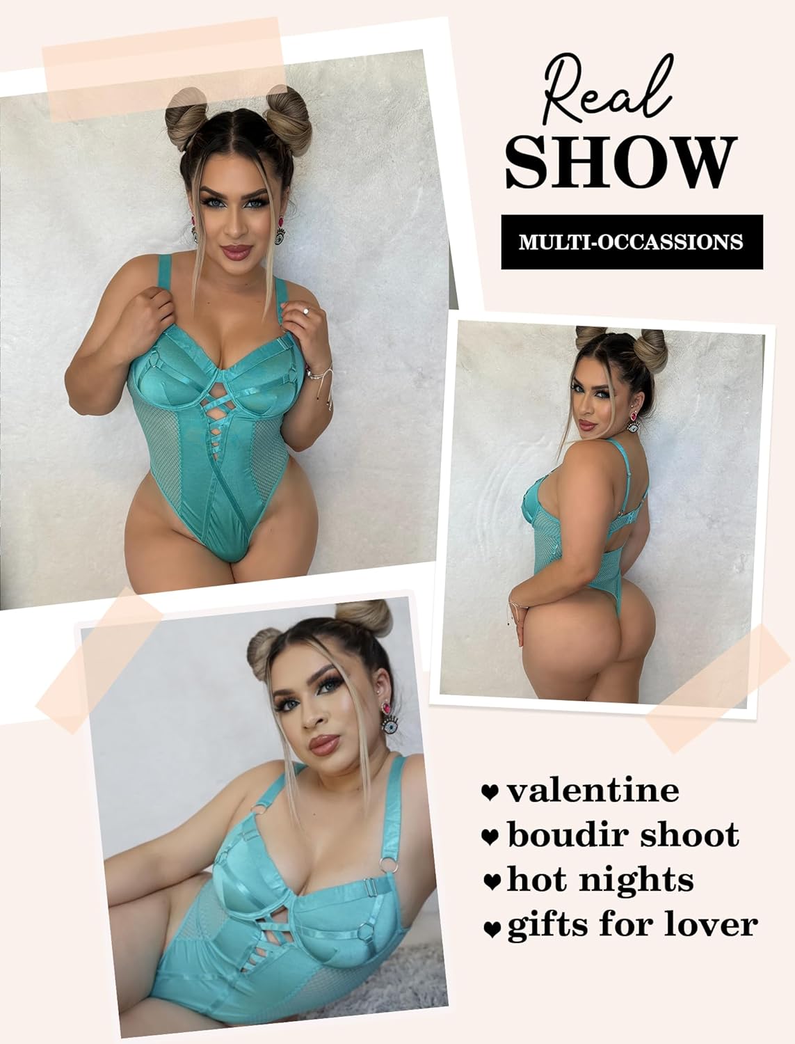 Avidlove Women Lingerie Bodysuit Mesh Teddy Underwire Lace Bodysuits One Piece Babydoll With Snap Crotch S-XXL - Image 2