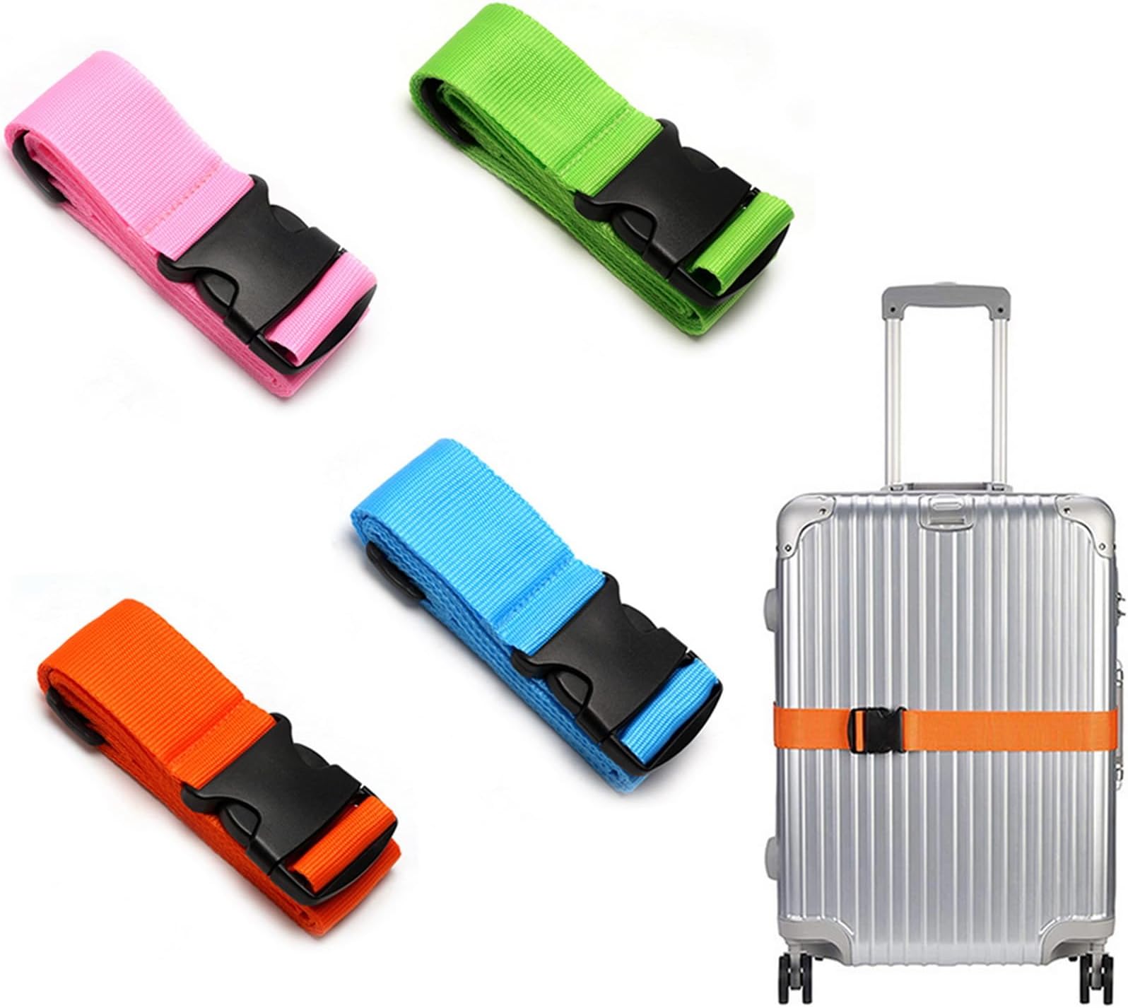 4 Pcs Luggage Straps Suitcase Belts, 73.6" Adjustable