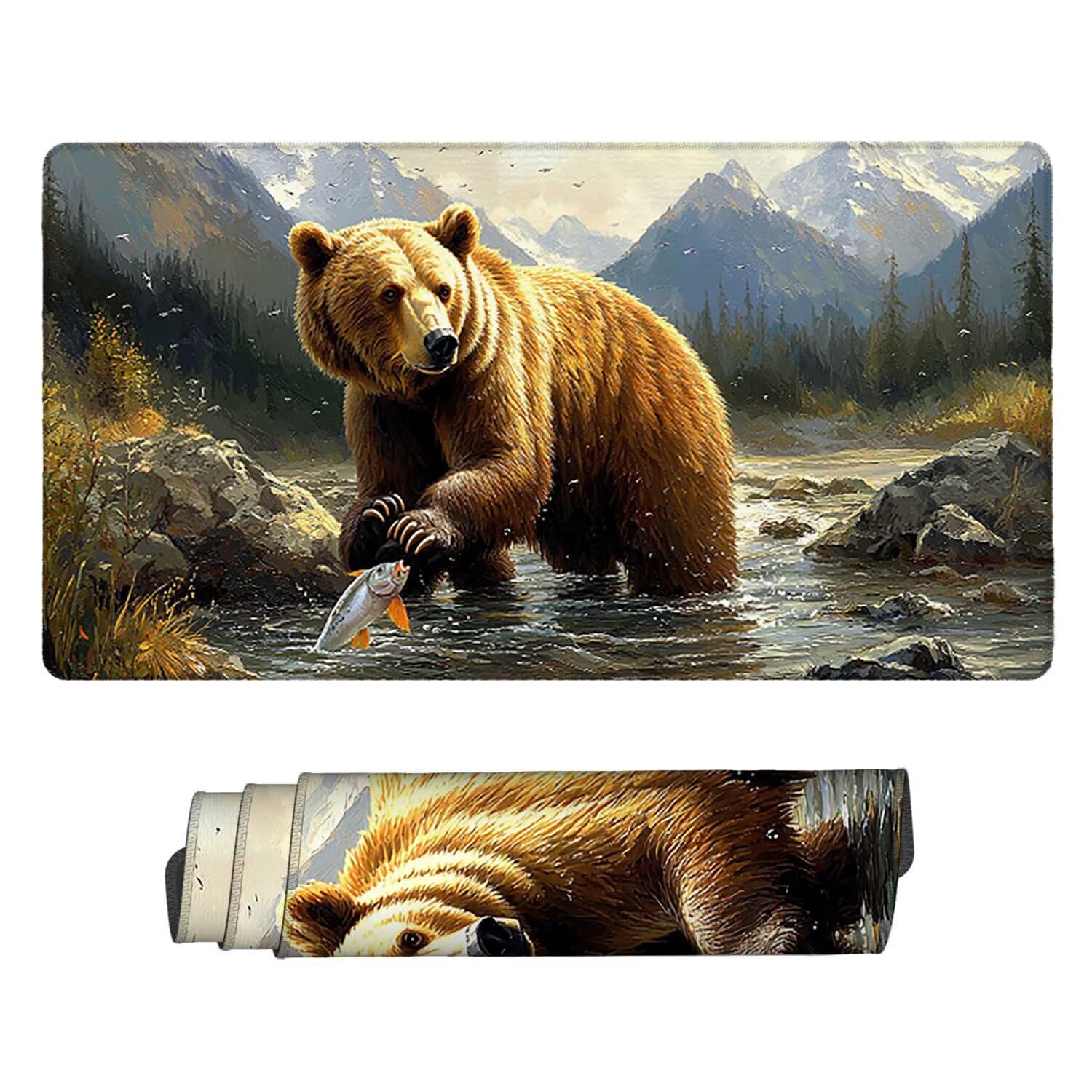 Podkładka pod mysz Krajobraz Duża podkładka pod mysz do gier XXL 1000 x 500 mm, zmywalna, neoprenowa podkładka pod mysz - ze zszytymi krawędziami, antypoślizgowa gumowa podstawa, akcesoria biurowe