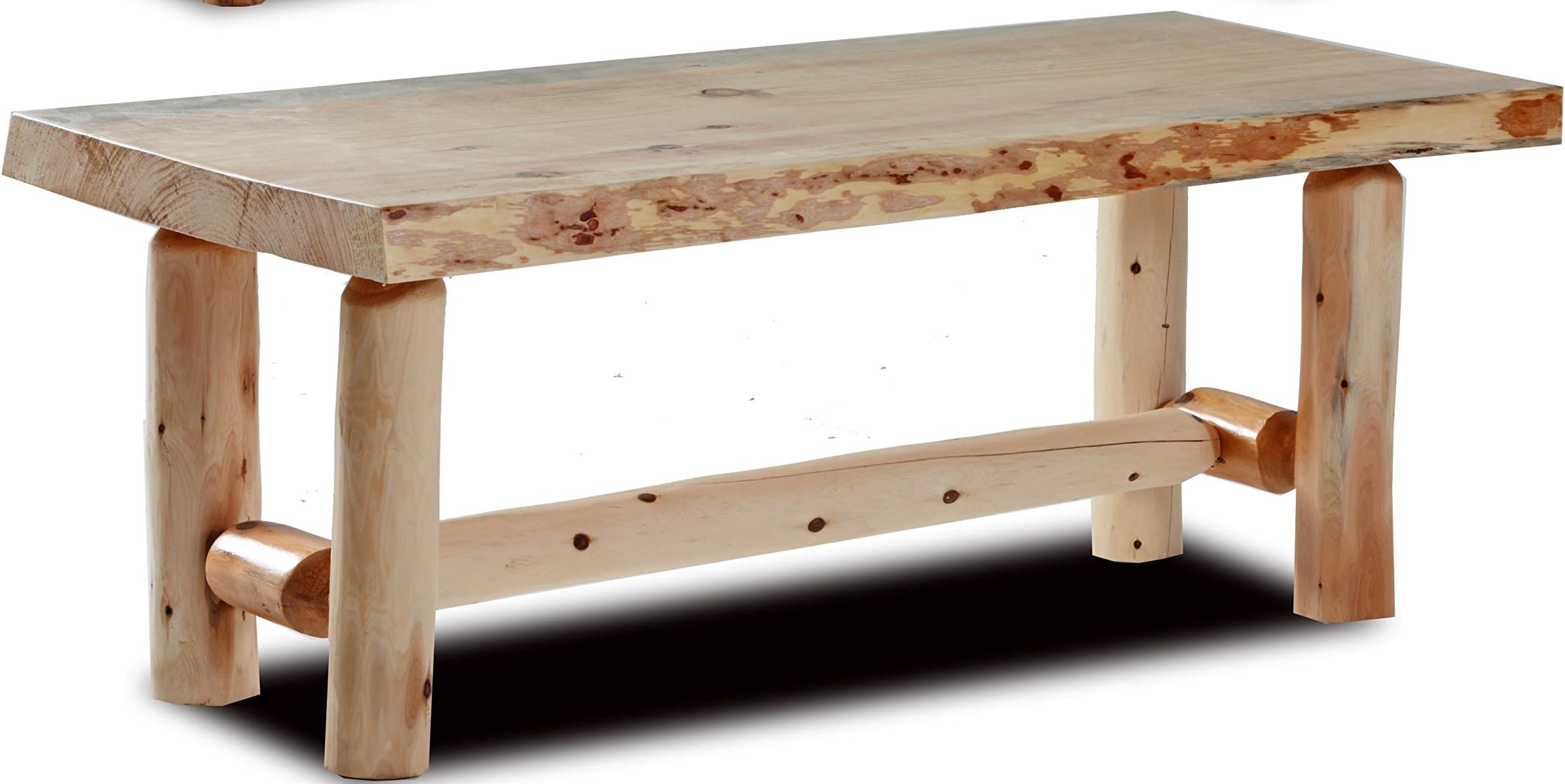 Southern Rustic LOGWERKS Live Edge Log Rustic Coffee Table for Living Room (Unfinished)
