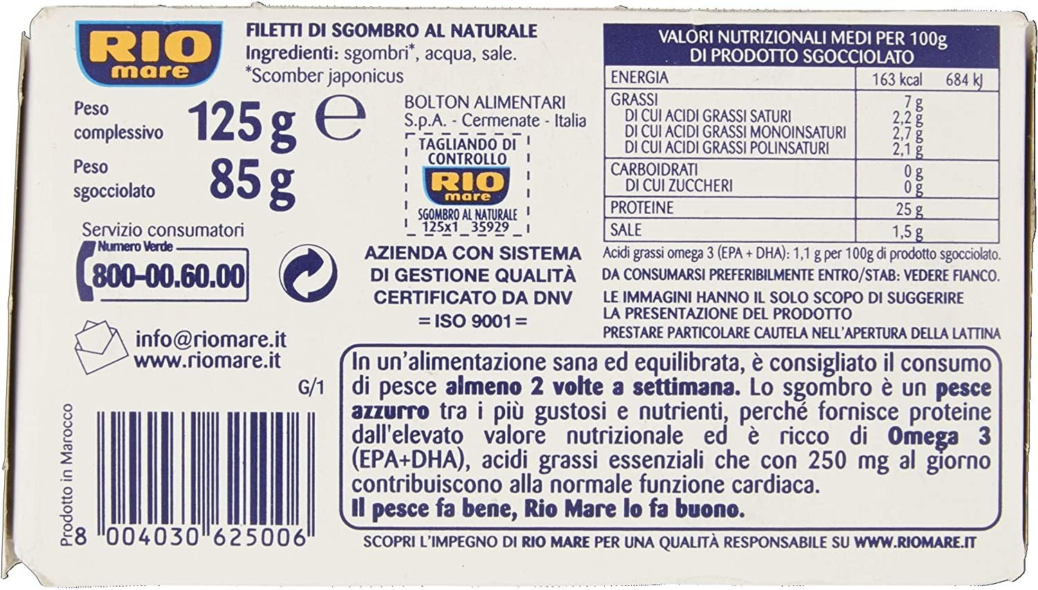 Italian Gourmet Filetti di sgombro Makrelenfilets in Salzlake 12 x 125g
