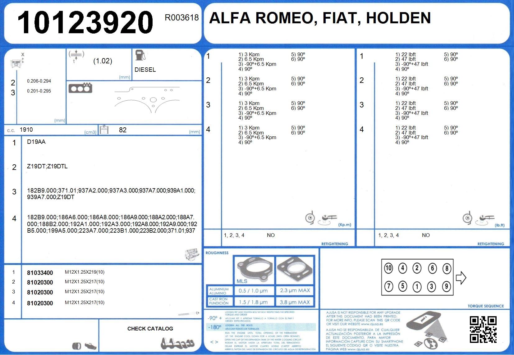 Ajusa 10123920 Guarnizione, Testata