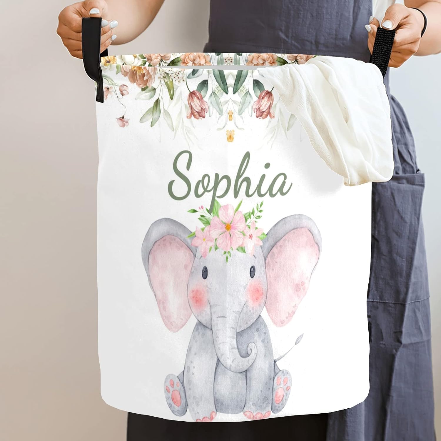 Custom Laundry Basket Name Pattern Laundry Basket Personalized Collapsible Laundry Hamper with Name Dirty Clothes Storage Basket with Handles (Multi24)