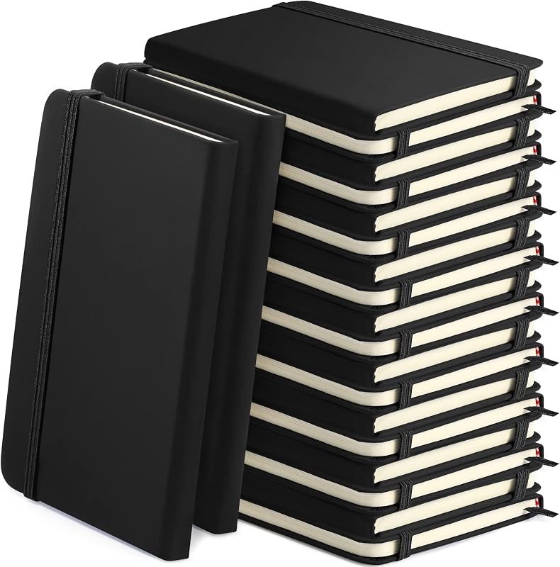 Honoson 20 Pack A5 Lined Journal Notebooks PU Leather, Black | 5.5" x 8.3" Hardcover Executive Notebook Wide Ruled Journals Bulk 160 Pages for Back to School Supplies Office Business Home