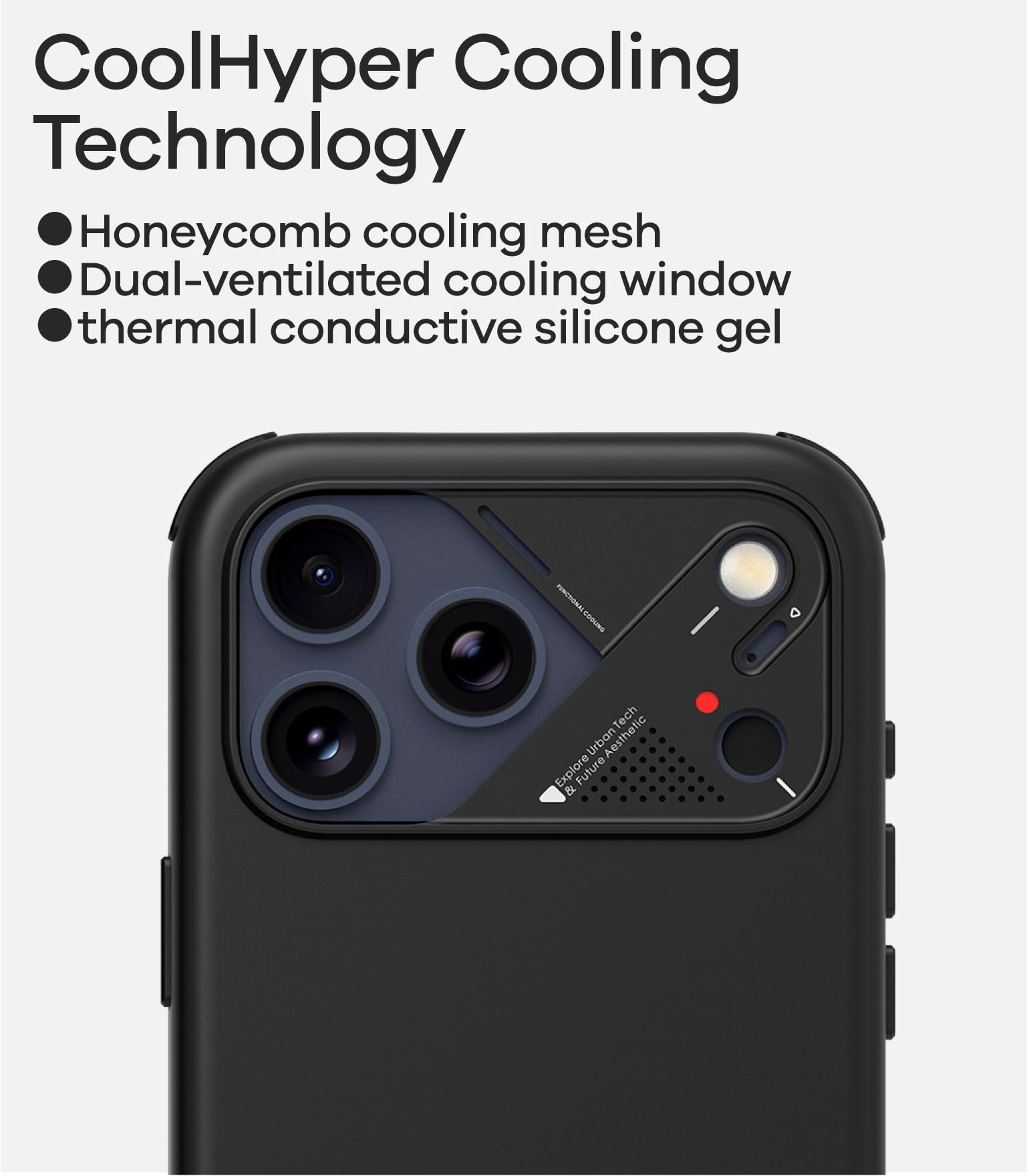 Aulumu A17 Etui CoolHyper ze skóry wegańskiej do iPhone'a 17 Pro Max, sterowanie kamerą, z płetwami chłodzącymi, luksusowy komfort, kompatybilne z MagSafe, kompletne owijanie, czarne