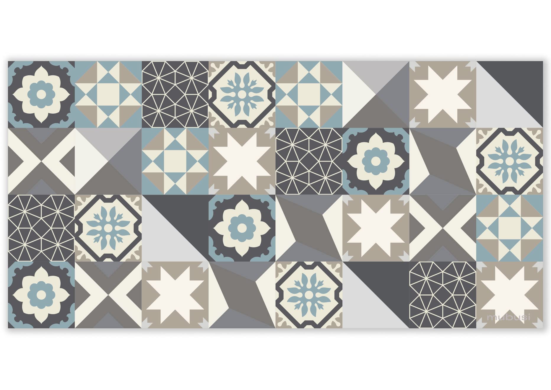 mubusi Alfombra Vinílica Cocina Salón - Varios Tamaños - (Hidráulica Oporto Azul 40x80 cm)