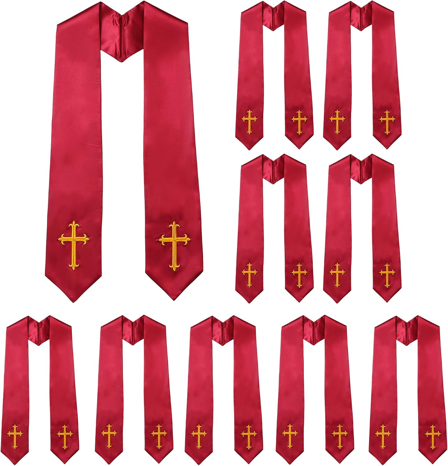 10 Pieces Unisex Adult Clergy Stole with Embroidered Cross Wedding Stole Church Choir Stole