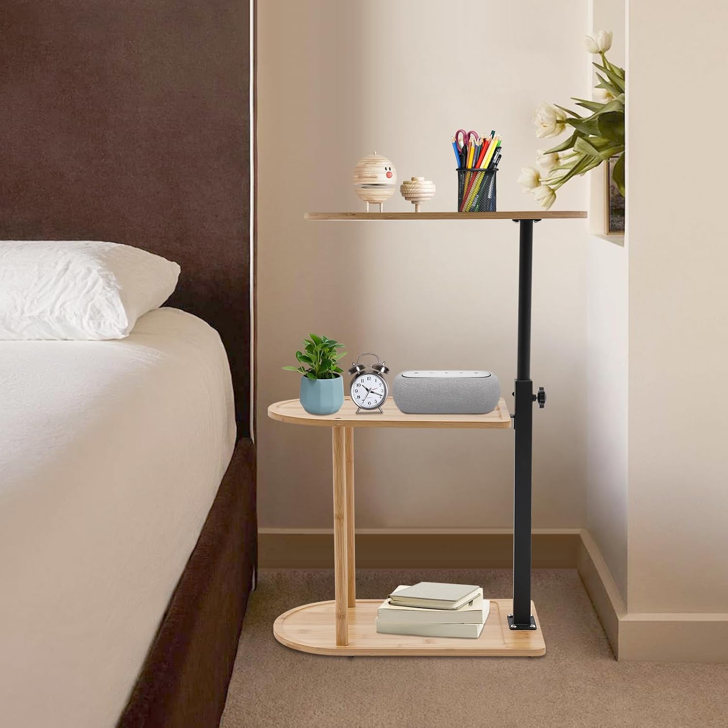 3 Layer Bath Tub Tray Table Adjustable Freestanding Bamboo Bath Tray Caddy for Tub Against Wall Bath Table Tray Tub Shelf Bathroom Organizer Shelf for Luxury Spa and House Warming New Home