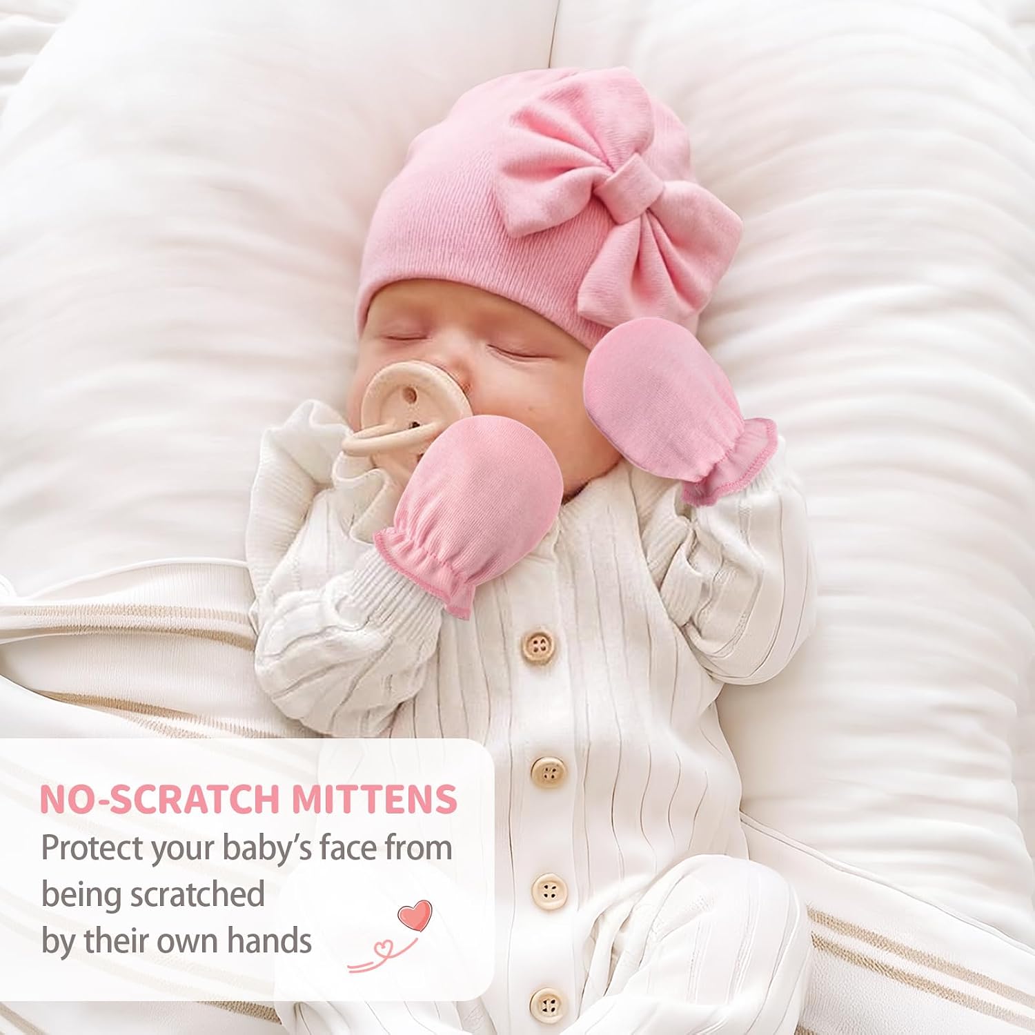 BQUBO Newborn Infant Toddler Mittens No Scratch Cotton Elastic Wrist Gloves Hypoallergenic for 0-6 Months Baby Boys Girls