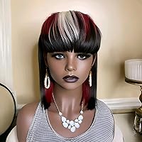 Vista 4 de FCHW Pelucas cortas para mujer, pelucas cortas de corte Pixie, pelucas brasileñas de corte Pixie para mujer, pelucas cortas con flequillo en capas