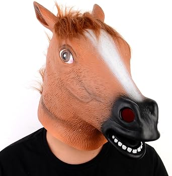 Voyiparty Halloween Latex Horse Head Mask Costume Animal Unicorn Mask for Adults