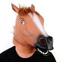Voyiparty Creepy Brown Horse Head Rubber Latex Animal Mask Novelty Halloween Costume Party Mask Latex Halloween Costume Animal Cosplay Full Head Adult gallery image