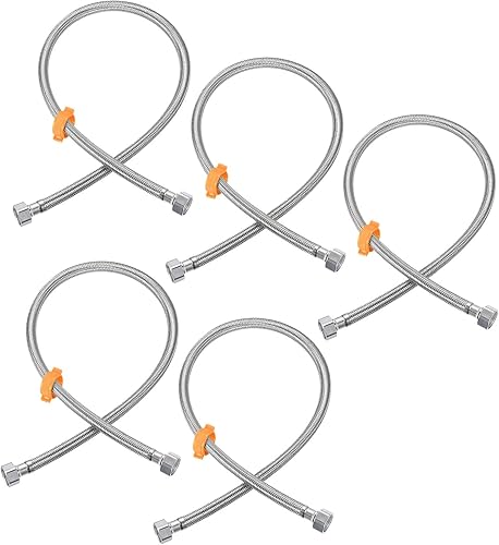 uxcell Conector de línea de suministro de grifo, 5 piezas G12 hembra x G12 hembra de 39 pulgadas de largo, trenzado de acero inoxidable 304,