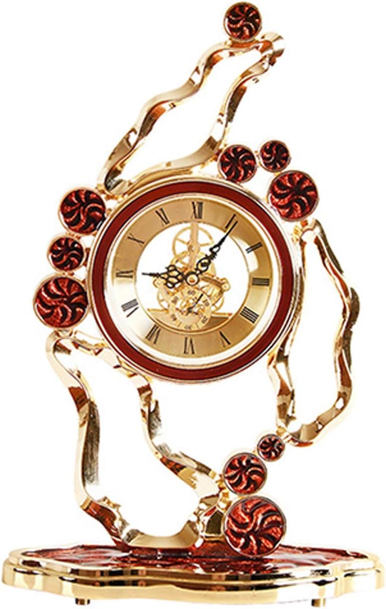 Table Clock Household Creative Table Clock Vintage Silent Desk Clock Pendant for Bedroom Living Room Office Desk Clock(Pink)