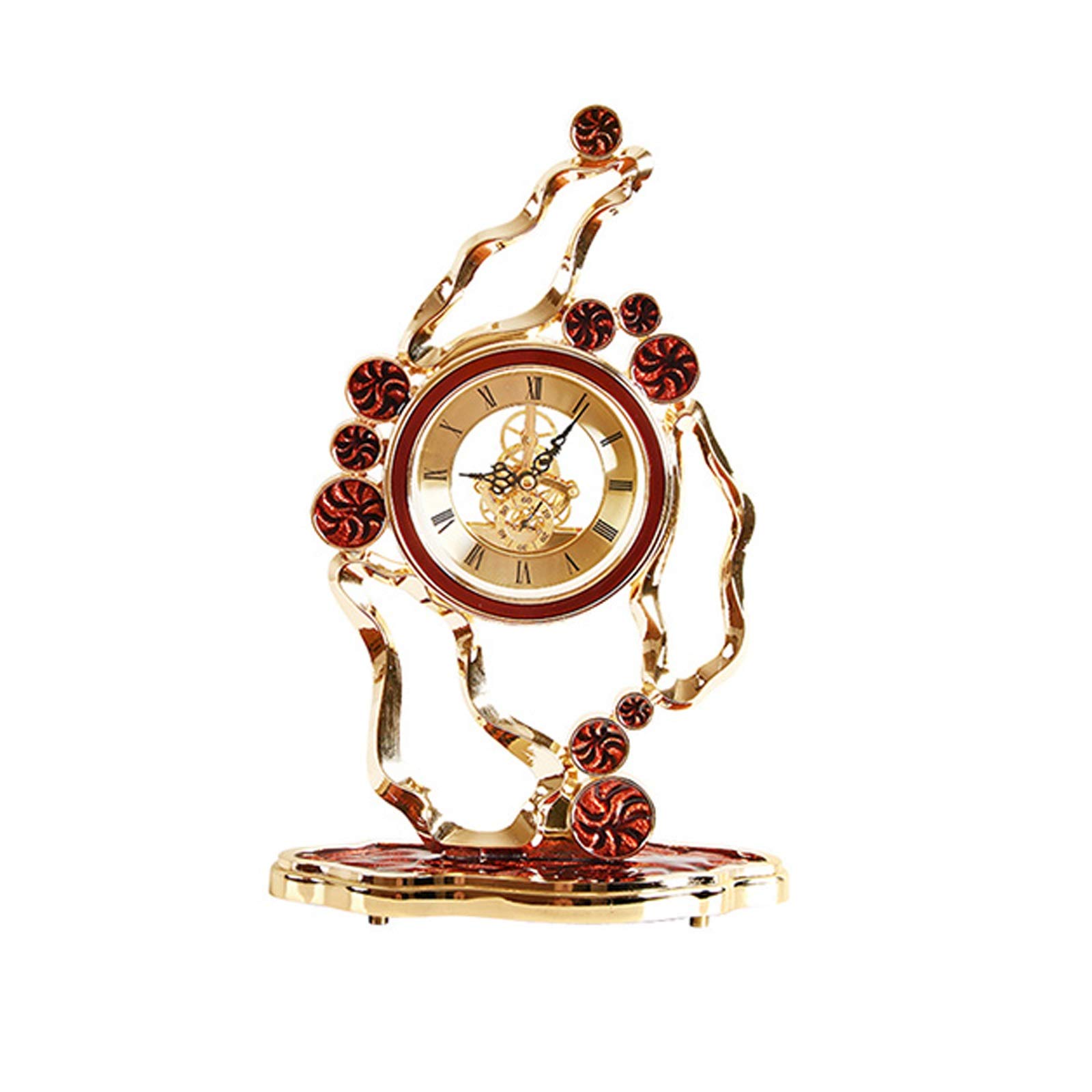 shangguanyun456 Vintage table clock Household Creative Table Clock Vintage Silent Desk Pendant For Bedroom Living Room Office(Red)