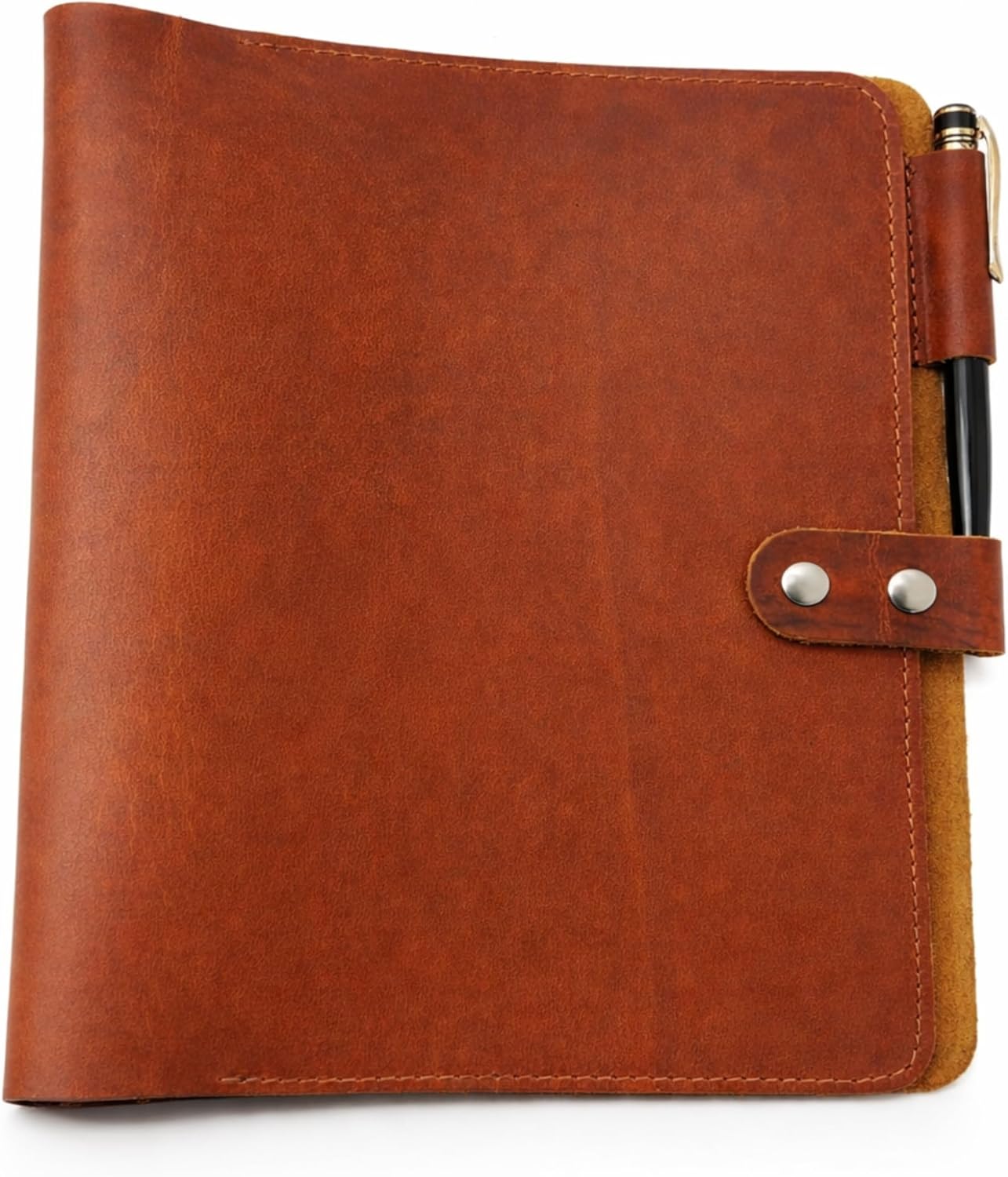 Premium Leather 3-Ring Binder Portfolio, 8.5x11 Inch Letter Size Organizer Folder, Refillable 3-Hole Paper BusinessBinder, Resume Folio for Men and Women (Tan)