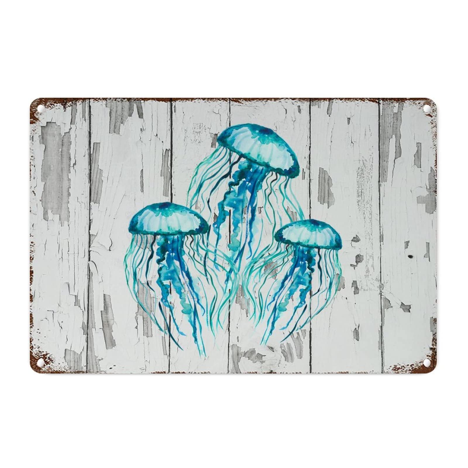 Panneau mural méduse en métal 30x45 cm style rustique pour décoration extérieure et chambre