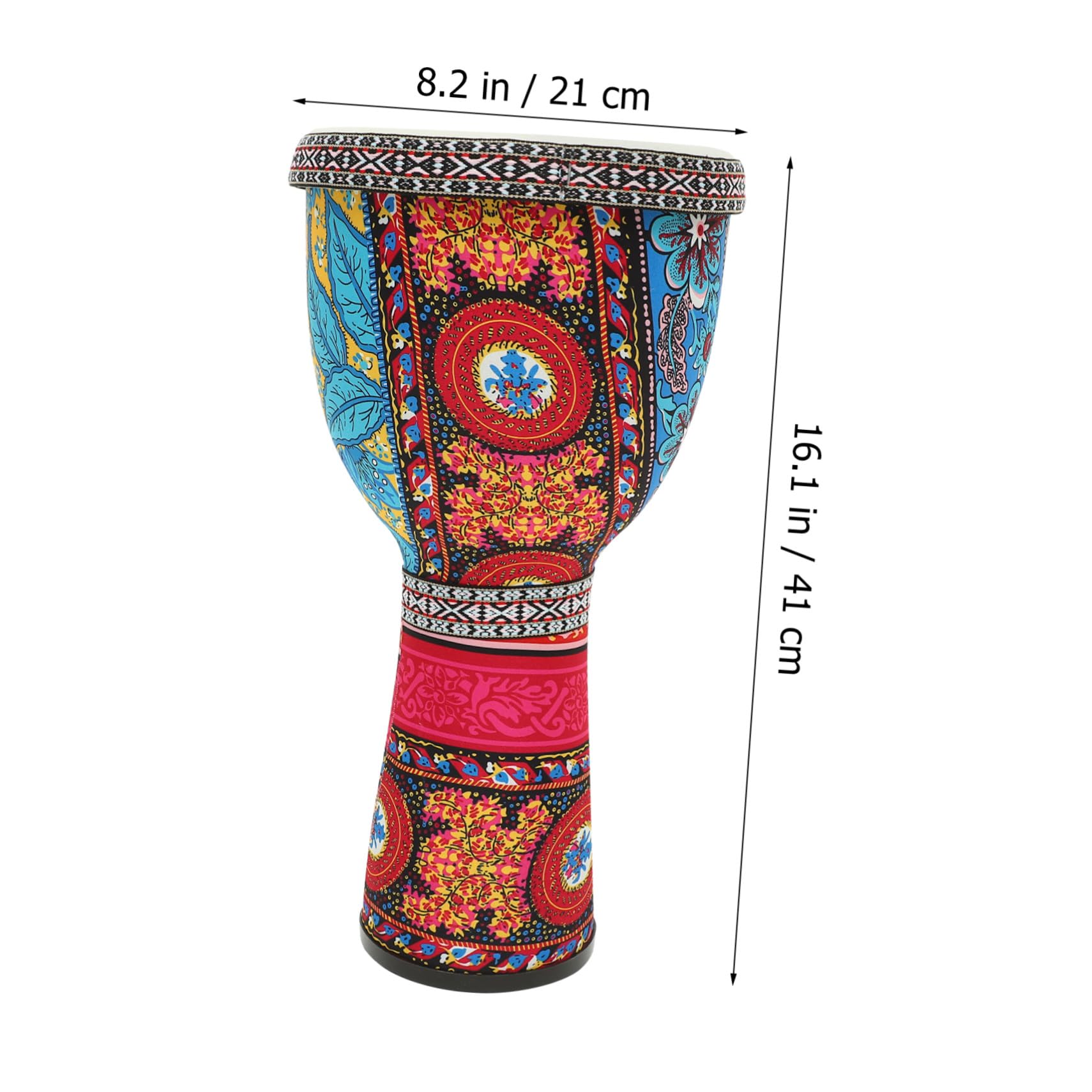 Kinder Musikinstrument Afrikanische Handtrommel aus PVC 8, 5 Zoll | 1 Stück, mit Trageriemen und Riemenschnur, Handbemaltes Muster, für Schule und Improvisation Zufälliger Stil