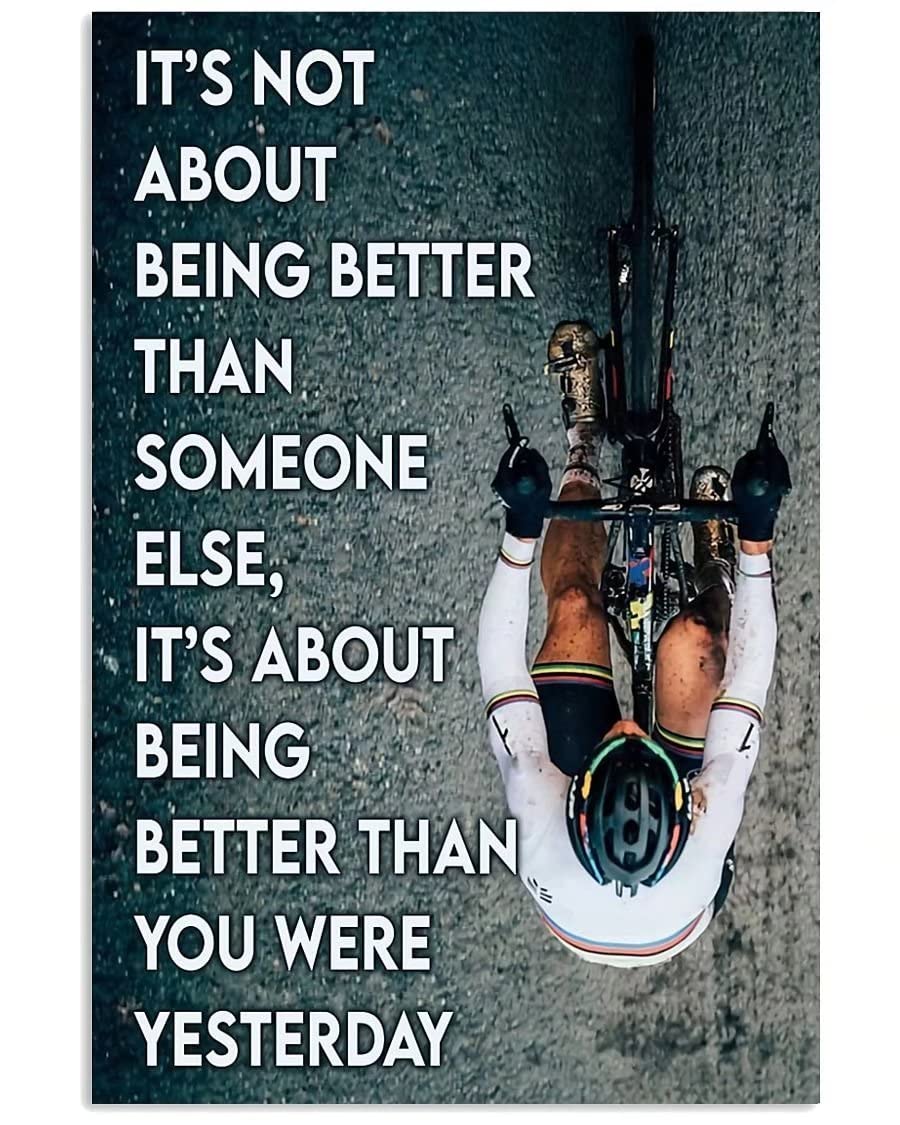 peiyeety Vintage Biker It'sAbout Being Better Than Someone Else Biker Cave Poster Metal Aluminium Tin Sign Wall Decor 8"x12"
