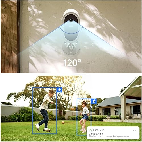 Miniatura 5 de Cámaras de seguridad inalámbricas para exteriores, cámara WiFi alimentada por batería 2K con detección de movimiento AI, alarma de sirena de foco,