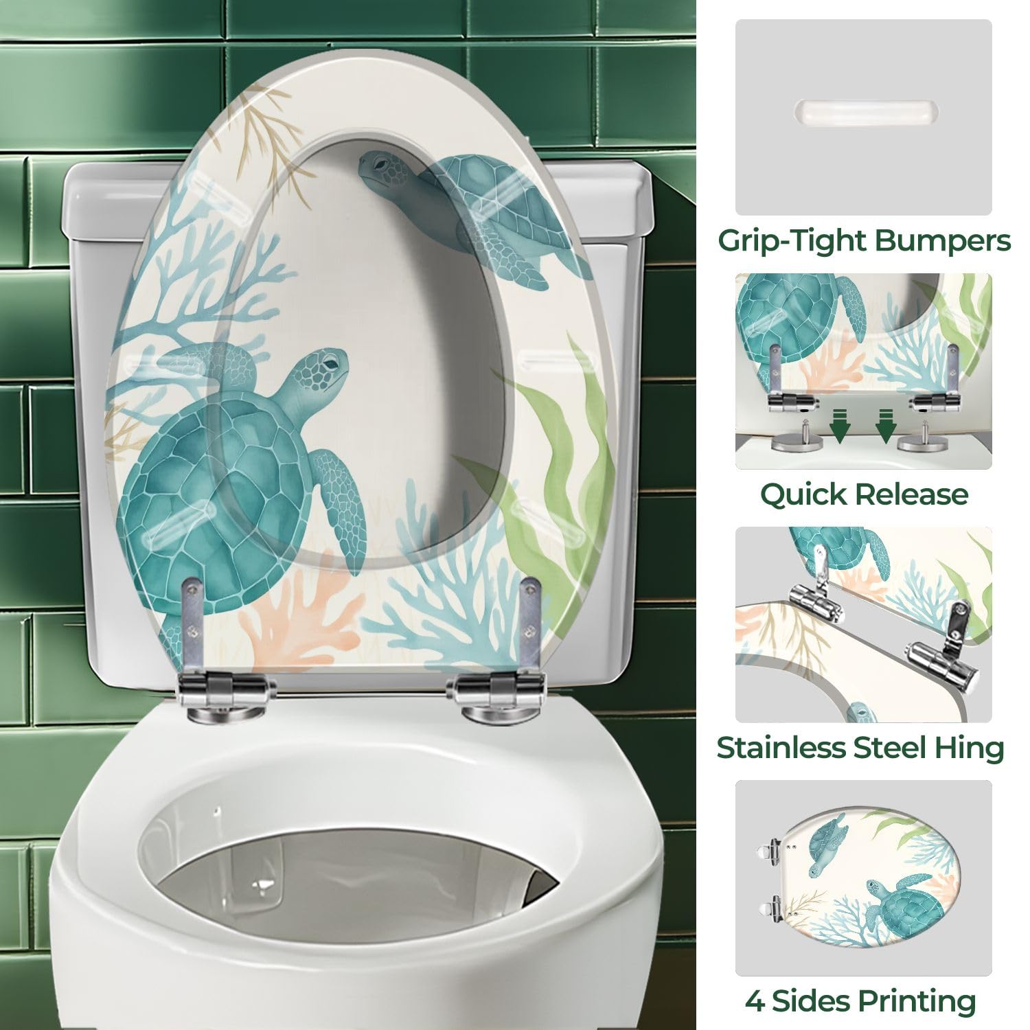 Asiento de inodoro alargado de resina para baño
