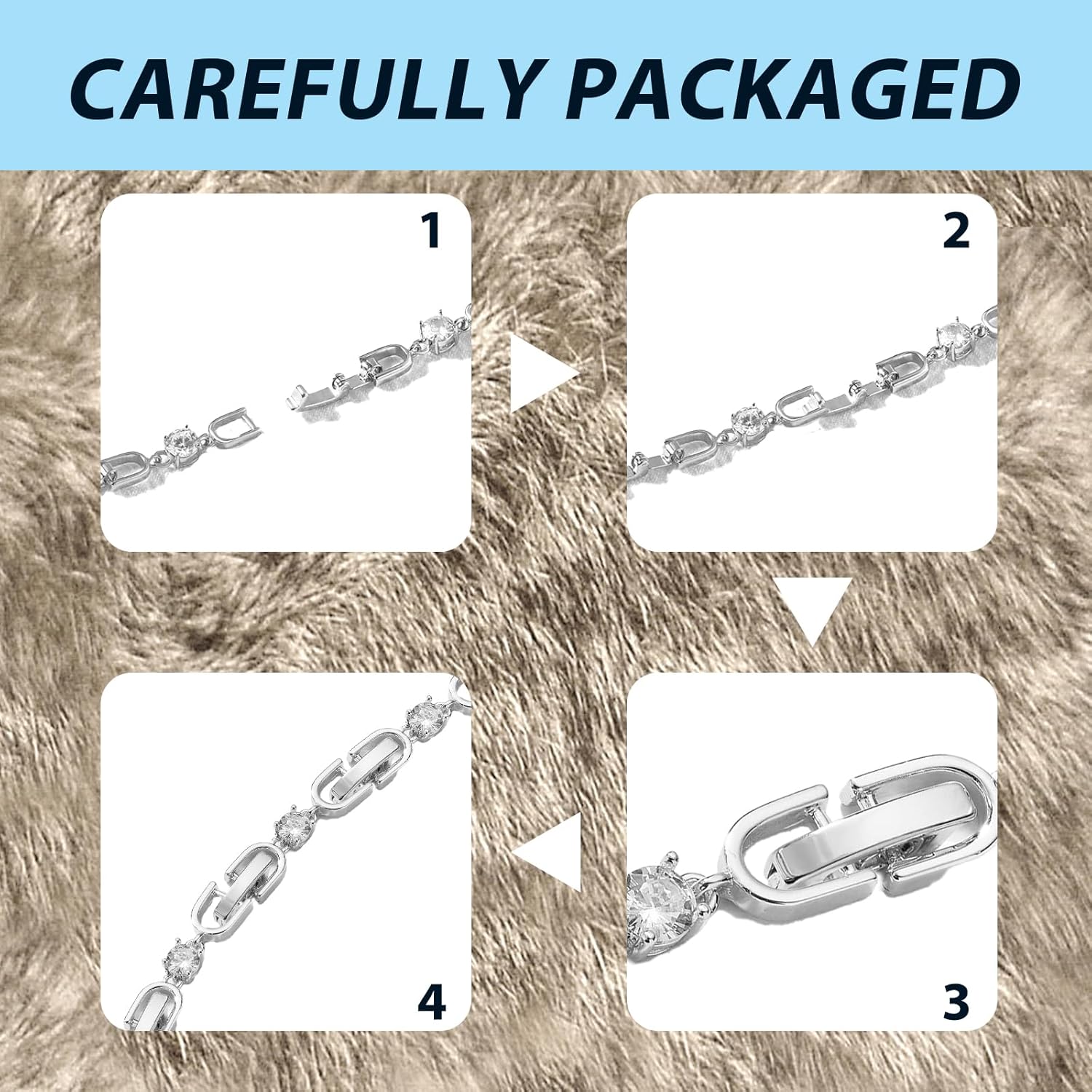 NIIIYTYB 3Pcs Bracelet Extender Clasp with Crystal Rhinestone Silver Foldover Clip Link Extensions for Necklace Watch Band and Jewelry Making Clasps for Bracelets and Bands Silver - Image 7