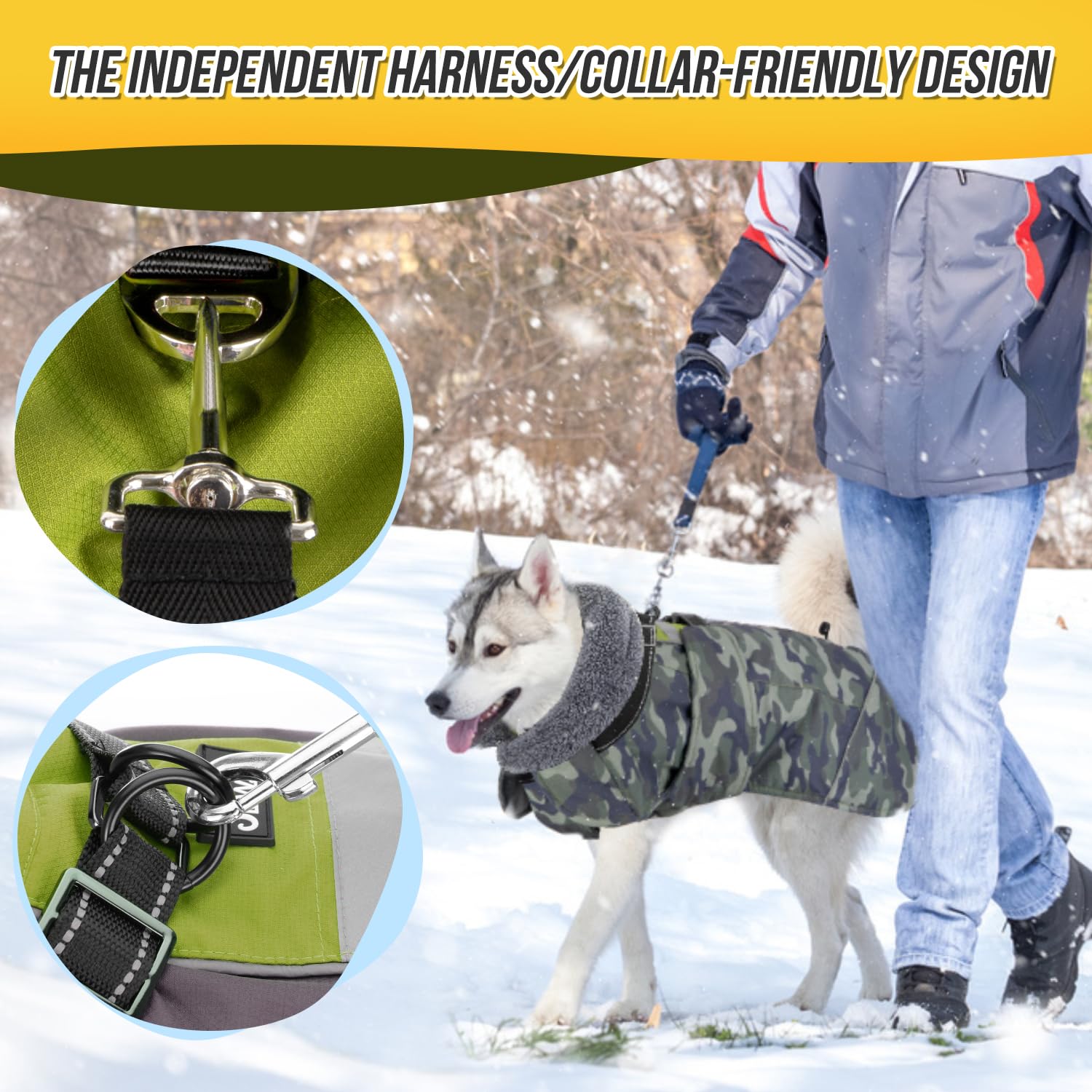 SlowTon winterjas voor honden, warme voering van polar fleece, met rolkraag, reflecterende strepen, instelbaar, waterdicht, winddicht, puppyvest, zachte huisdier outfit, M, grijs