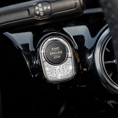 Miniatura 5 de TOMALL Bling - Cubierta para botón de encendido de motor de automóvil, compatible con Mercedes Benz GLB 2020, anillo de diamantes de imitación para