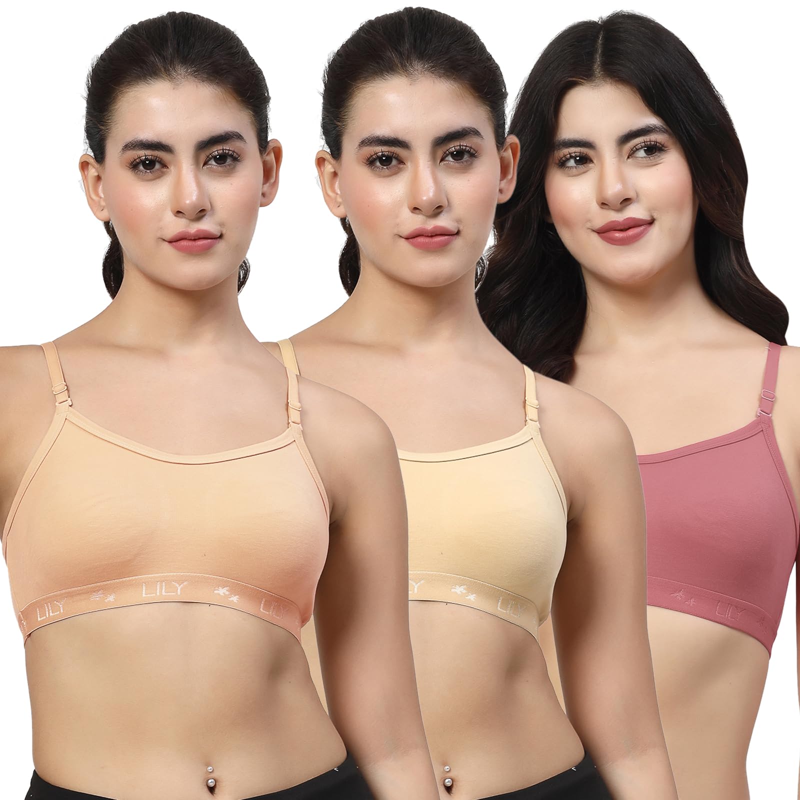 lily Black, Magenta, Maroon Seamless Non Padded Sports Bra-picture-48