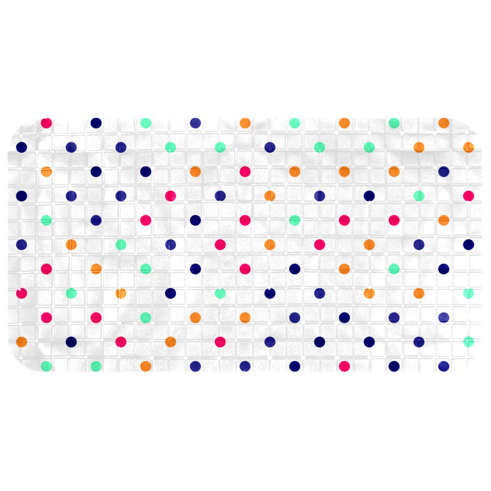 Tapis de baignoire antidérapant blanc à pois 37x68 cm avec ventouses