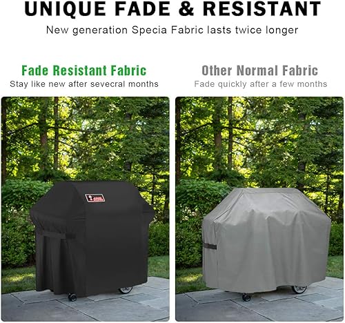 Miniatura 3 de Kingkong 7107 Funda impermeable para parrilla de gas Weber Genesis serie E y S, incluyendo tenedor de carne de acero inoxidable, espátula y pinzas,